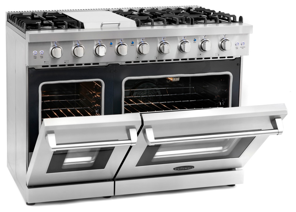 48 quotFreestanding Double Oven Gas Range  6 Sealed Gas Burners  Convection Oven   Contemporary   Gas Ranges And Electric Ranges   by Cosmo  Houzz