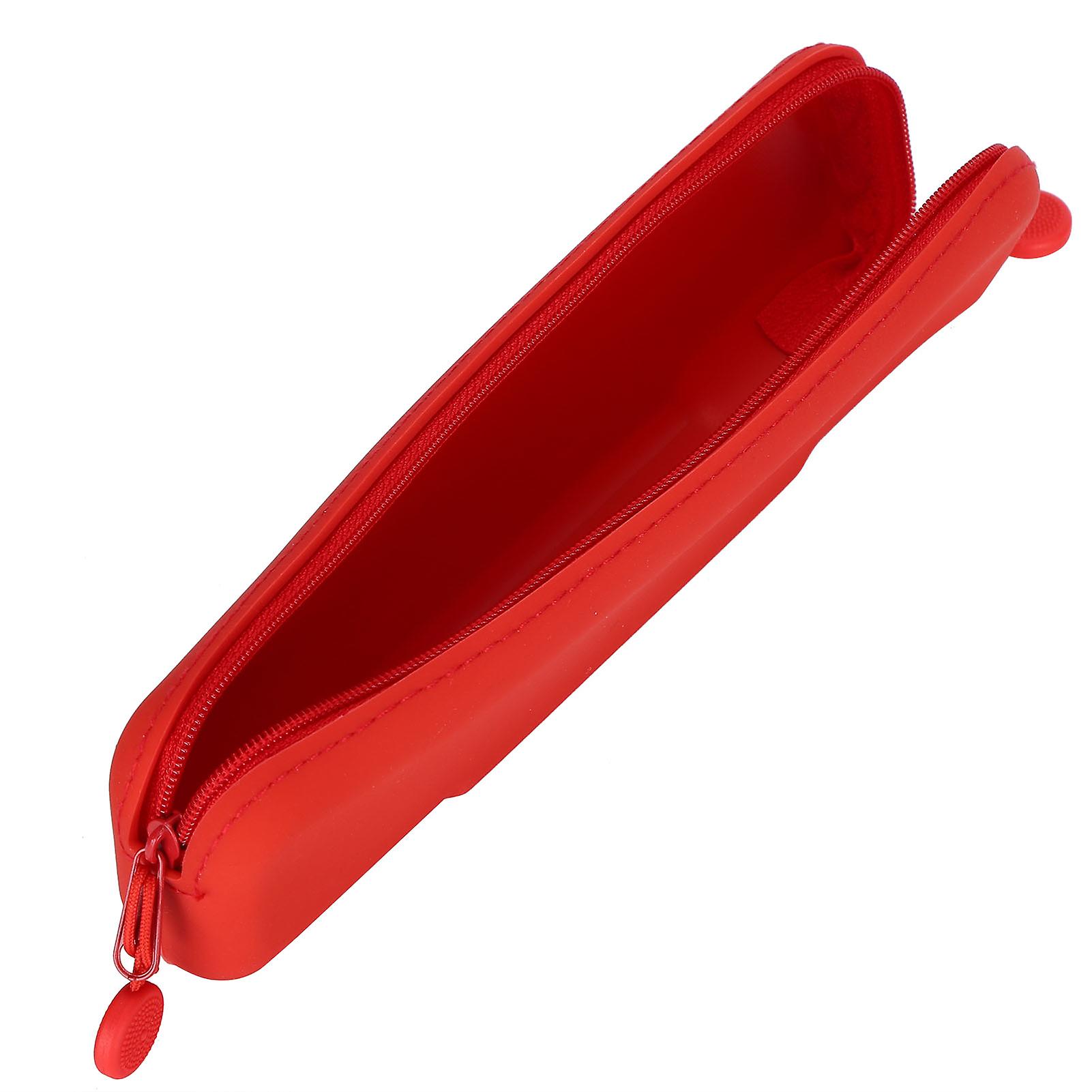 Mini Pen Silicone Storage Bag Travel Pencil Zipper Pouch For Cosmetic Makeup Suppliesred