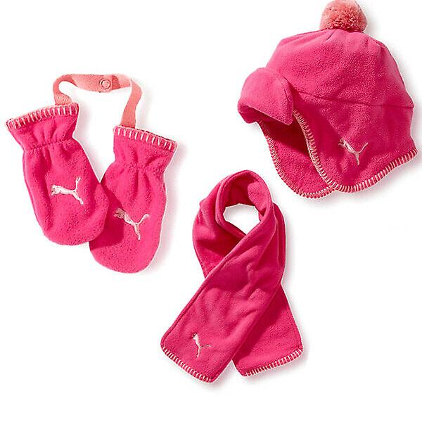 Puma MiniCat Fleece Gift Set Gloves Scarf Hat Winter Infants Pink 843284 01 A18A