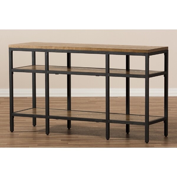 Baxton Studio Caribou Rustic Industrial Style Oak Brown Finished Wood and Black Finished Metal Console Table