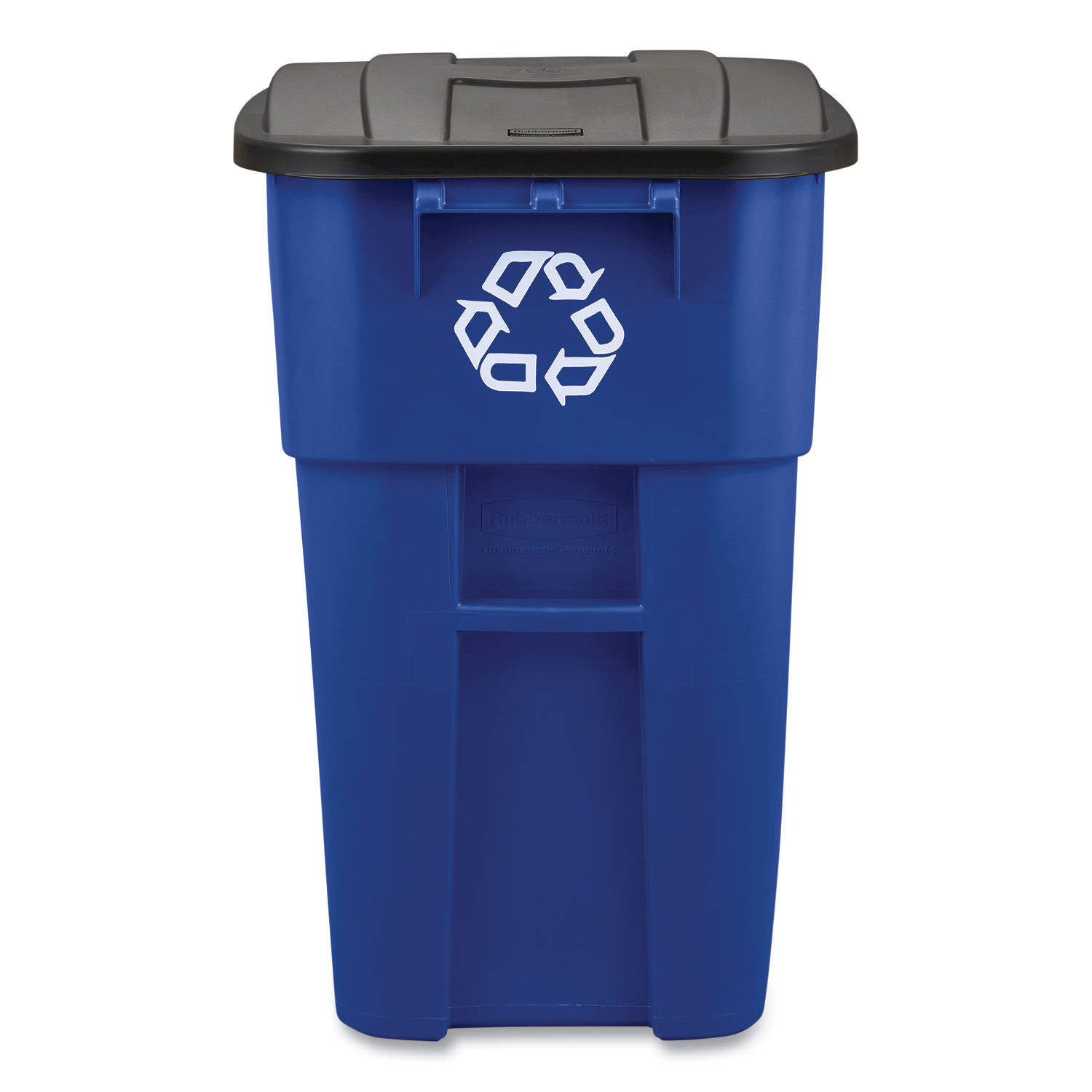 Square Brute Recycling Rollout Container by Rubbermaidandreg; Commercial RCP9W2773BLU