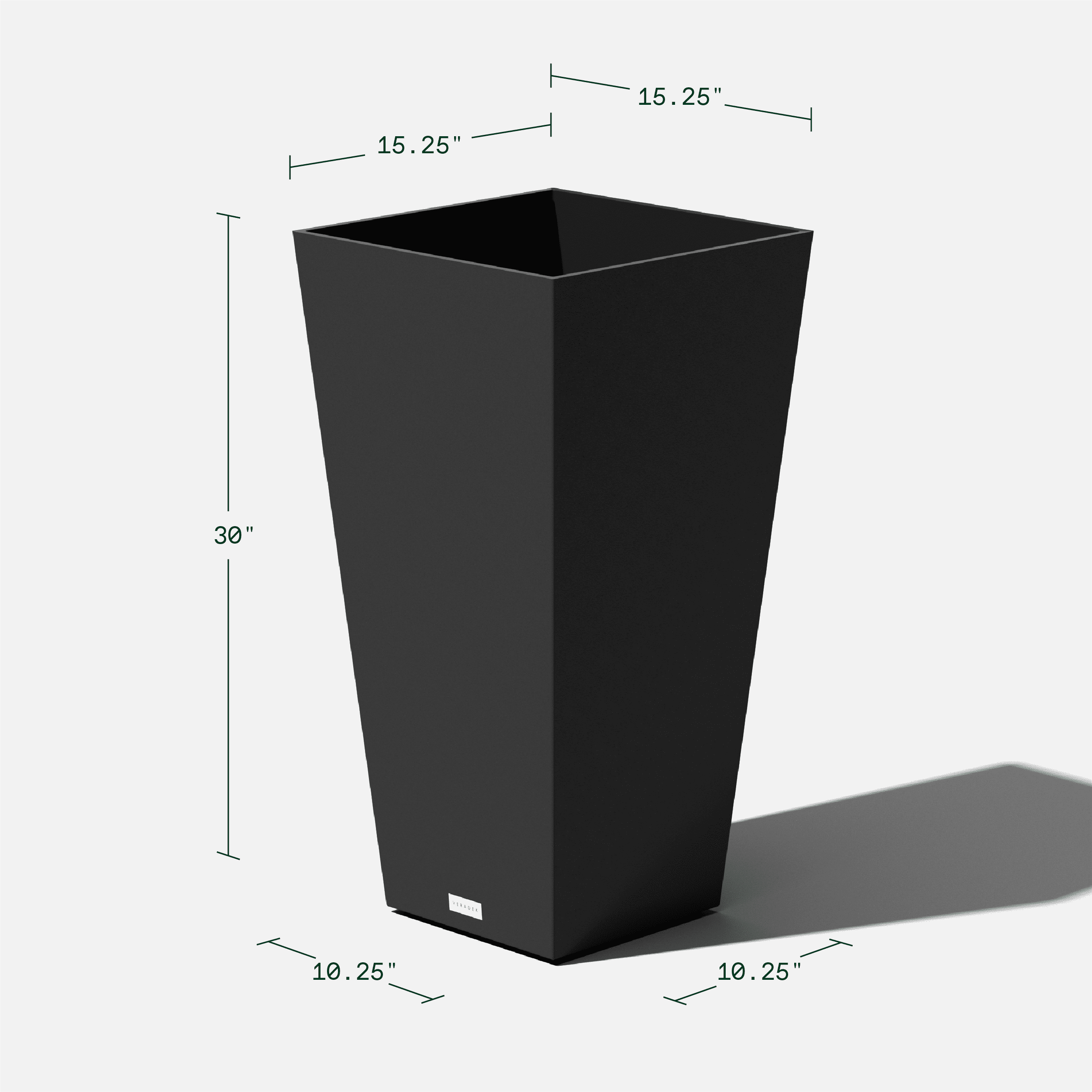 Veradek 16" x 16" x 30" Square Black Polyethylene Plant Planter with UV Protection