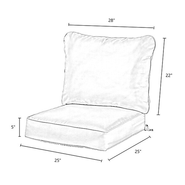 25 x 25 x 5 in Deep Seat Cushion Set， with Back Pillow