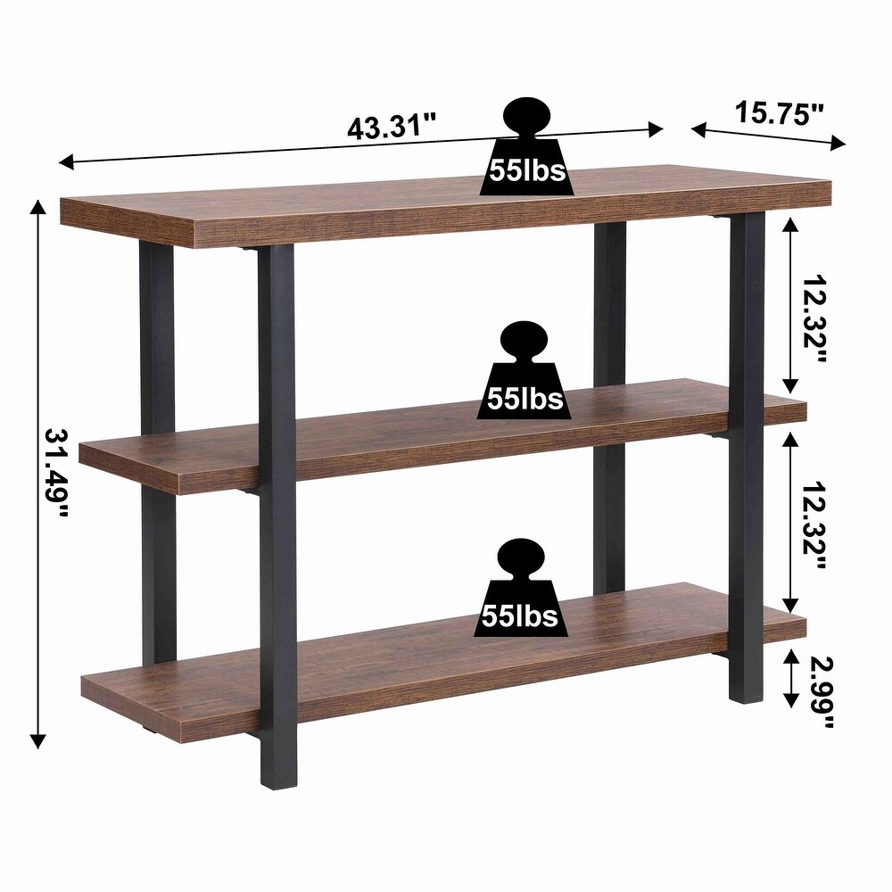 Wood and Metal Sofa Table  Narrow Hallway Table  3 Tier Console Table