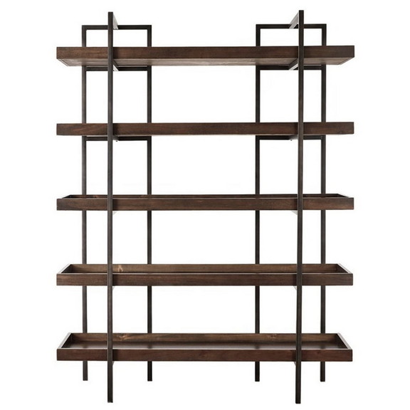 Benjara BM209257 Bookcase with 5 Fixed Wooden Shel...