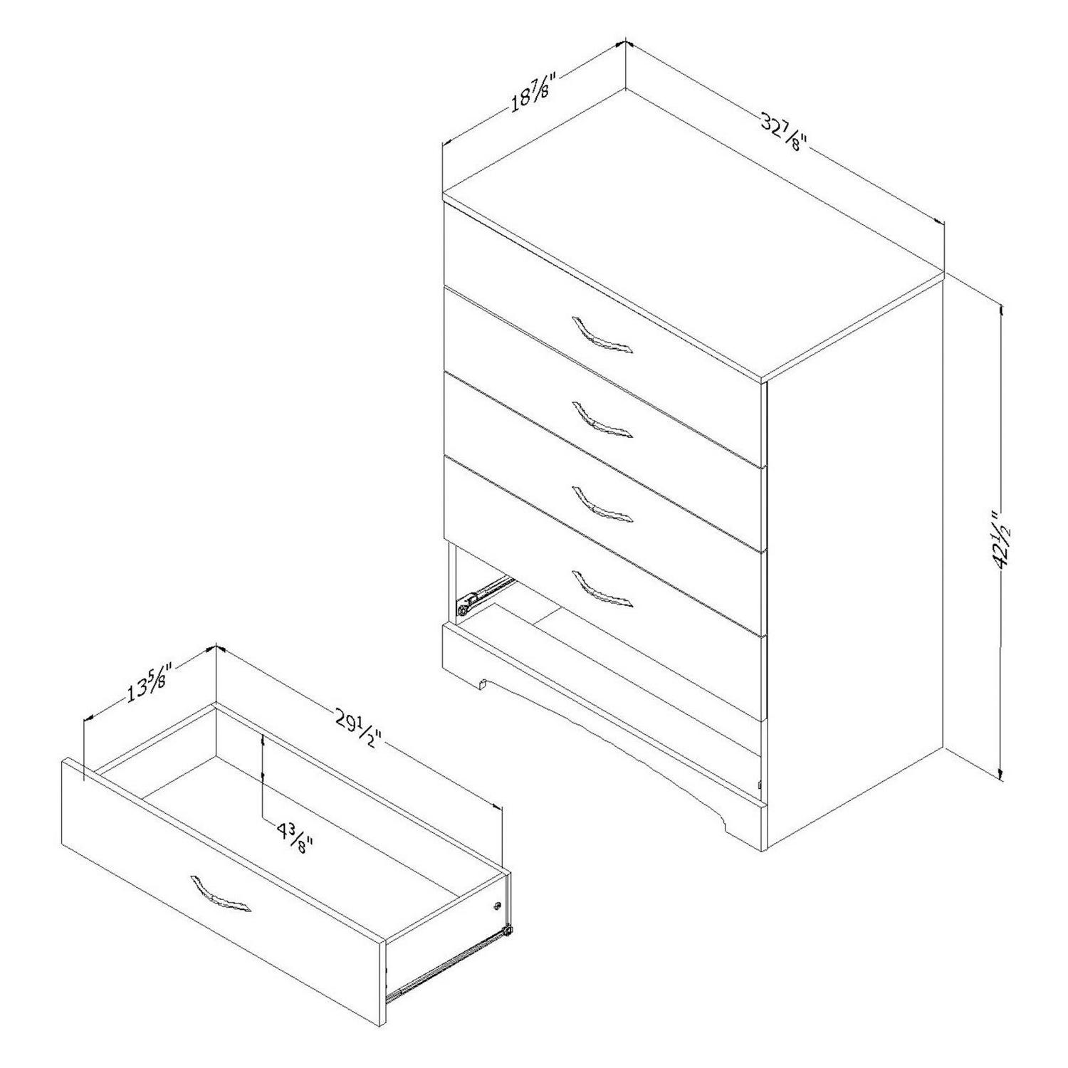 South Shore Step One 5-Drawer Chest  White， Finish  Pure White