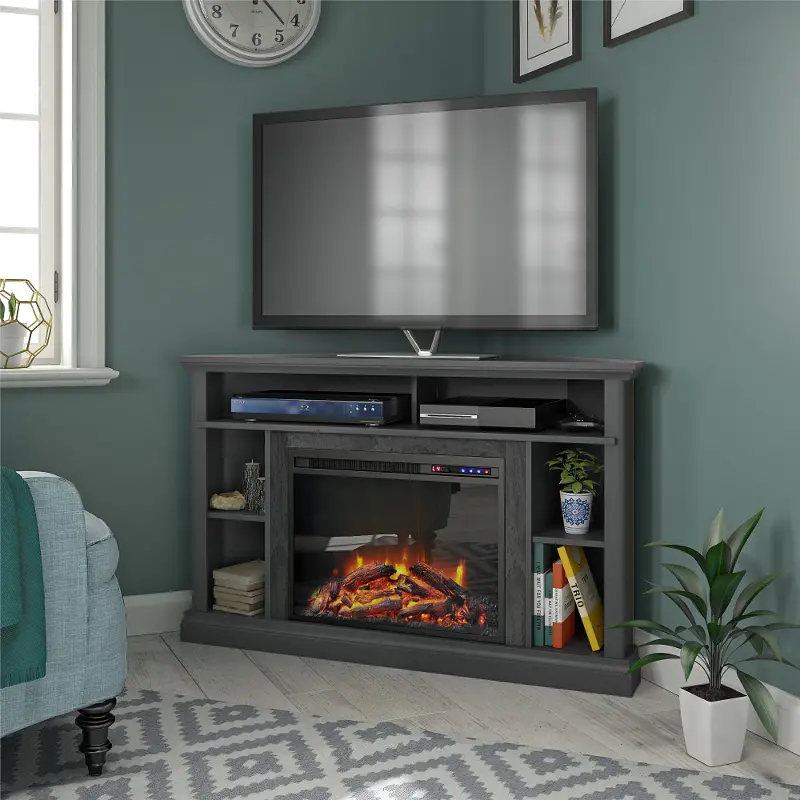 Overland Gray 50 Corner Fireplace TV stand