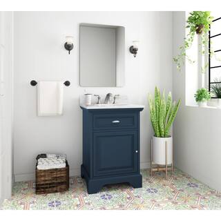 Home Decorators Collection Sadie 25 in. W x 21 34 in. D x 35 in. H Vanity in Smokey Blue with Natural White Marble Top and White Sink TJ-SDV2521BLU