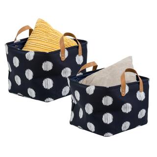 Honey-Can-Do 11 in. H x 13 in. W x 14 in. D Blue Canvas Cube Storage Bin 2-Pack STO-07873