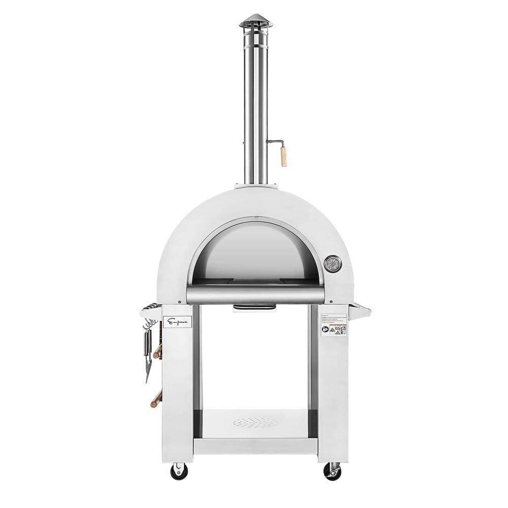 Empava 38.6 in. Wood Burning Red Painted Outdoor Pizza Oven in Stainless Steel EMPV-PG06