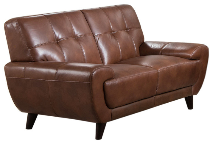 Nicole Leather Craft Loveseat   Midcentury   Loveseats   by KEMP INTERNATIONAL INC  Houzz