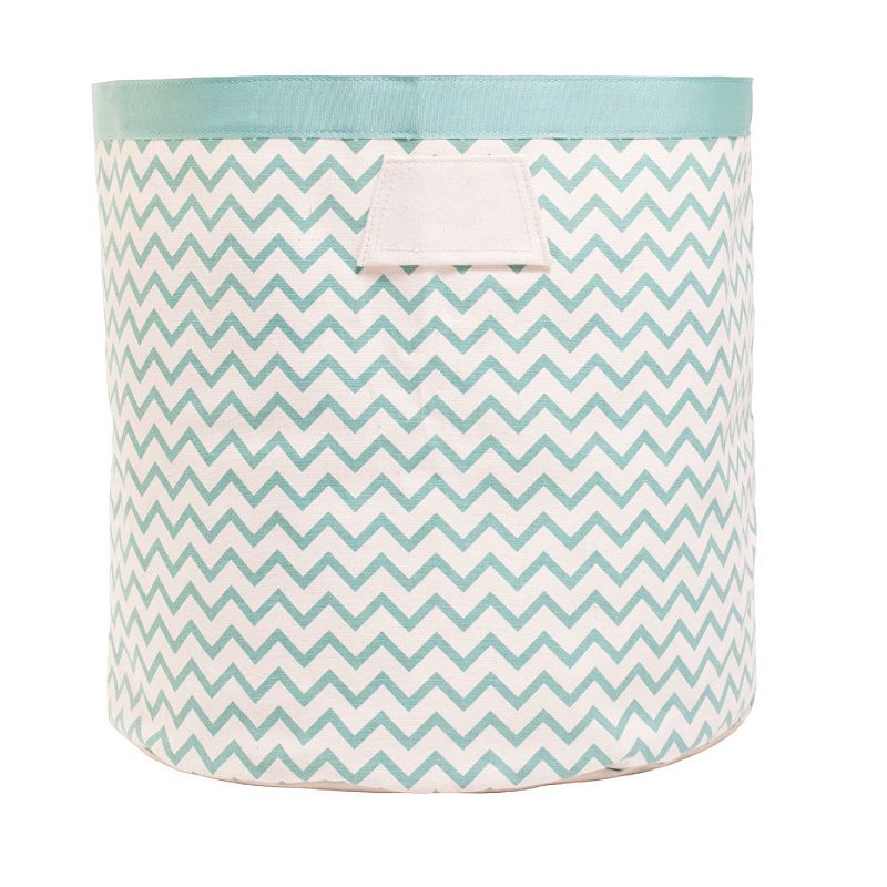 Cylindrical Cotton Canvas Storage Bin ZigZag Green