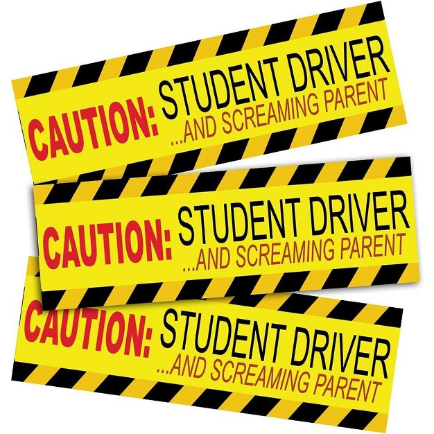 Zone Tech 3 Pcs Caution Student Driver And Screaming Parent Funny Magnetic Sticker premium Quality Safety Vehicle New Driver Yellow Reflective Sign