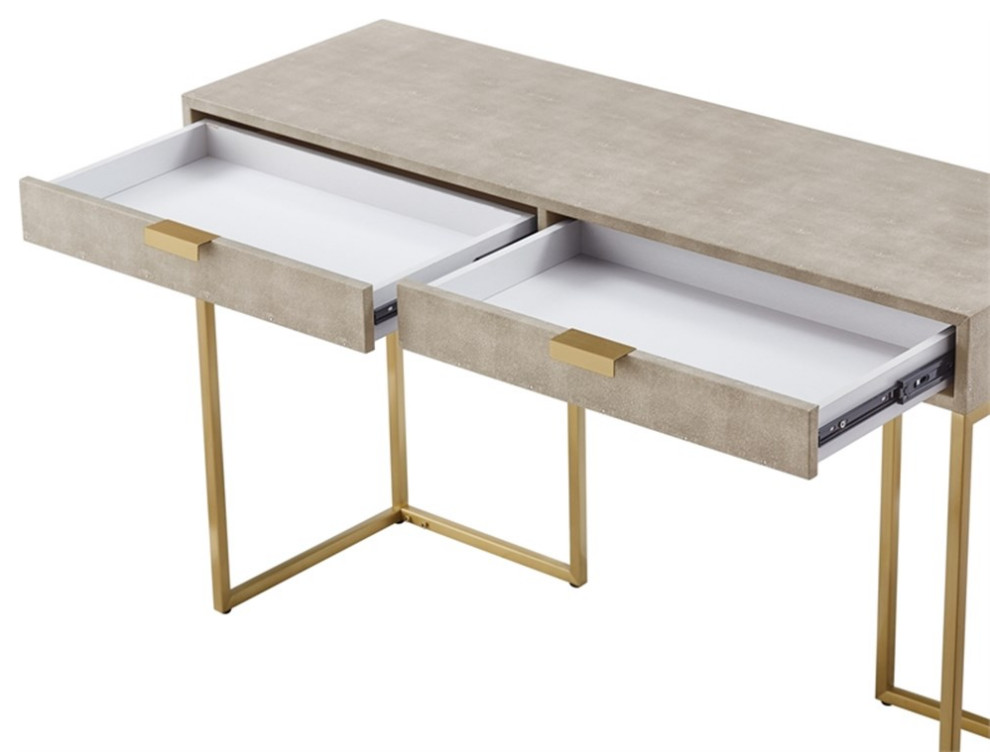 Posh Living Omer Faux Shagreen Console Table Gray/Gold   Contemporary   Console Tables   by Homesquare  Houzz