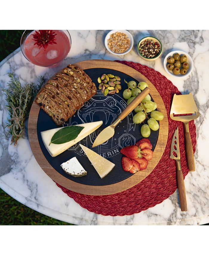 Toscana Harry Potter Slytherin Insignia Acacia and Slate Charcuterie Board with Cheese Tools