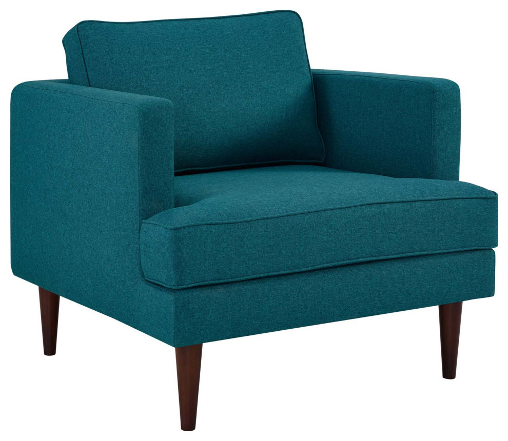 Elias Teal Upholstered Fabric Armchair   Midcentury   Armchairs And Accent Chairs   by Peachtree Fine Furniture  Houzz