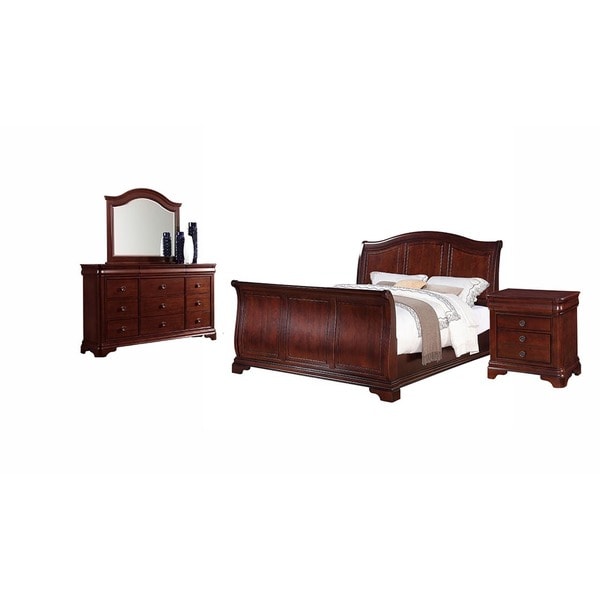 Gracewood Hollow Bujalski Cherry Queen Panel 4-piece Bedroom Set - - 20000949