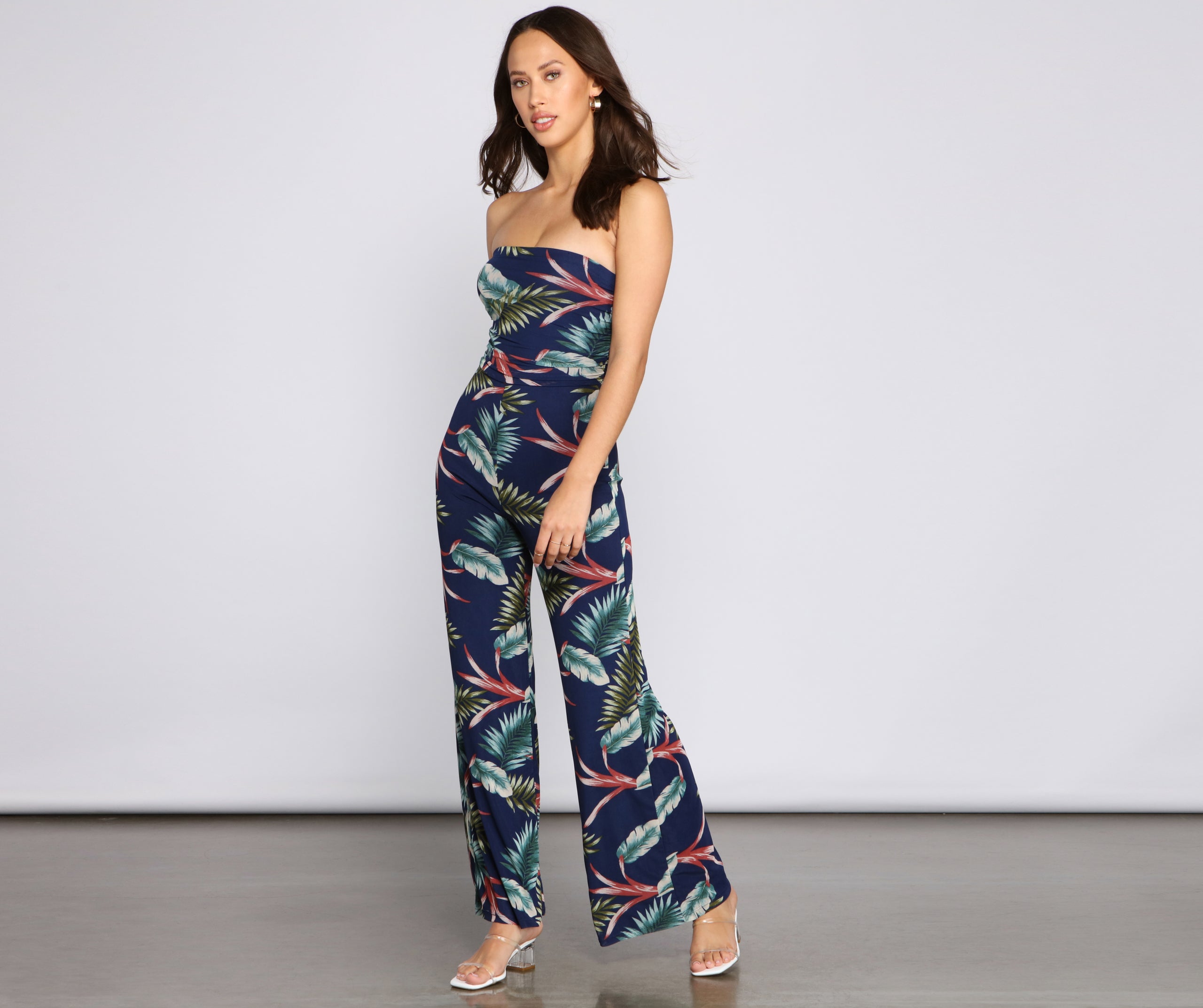 Budding Romance Strapless Floral Jumpsuit