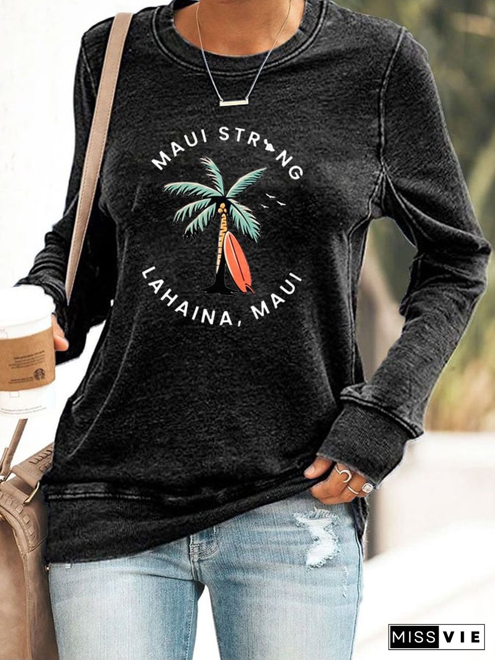 Women's Maui Strong Hawail Print Casual Sweatshirt