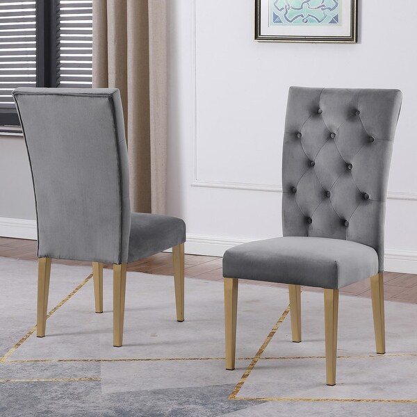 Best Master Furniture Evan Gold Velvet Dining Chairs (Set of 2)