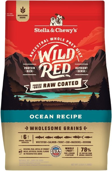 Stella and Chewy's Wild Red Raw Coated Kibble Wholesome Grains Ocean Recipe Dry Dog Food