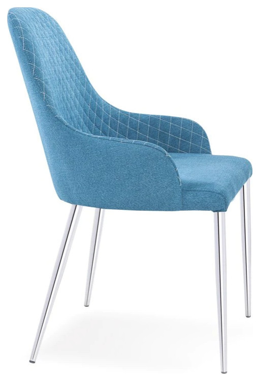 Sandro Dining Chair  Blue Color Soft Fabric Seat  Chrome Legs   Midcentury   Dining Chairs   by Rustic Home Furniture Deco  Houzz