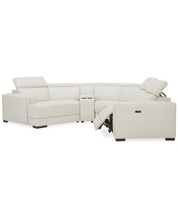 Furniture Jenneth 5-Pc. Leather Sofa with 1 Power Motion Recliner and Cuddler