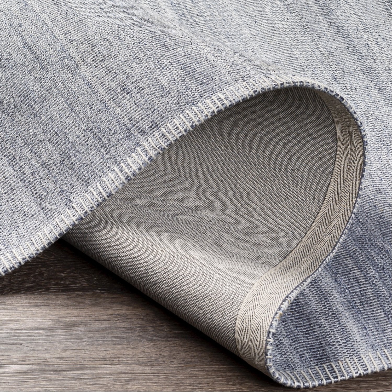 Irvine Hand Woven Rug in Denim, Cream