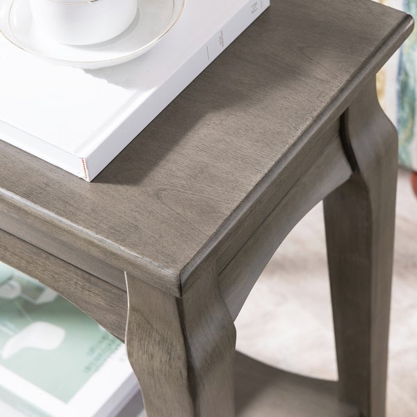 Narrow Chairside Grey Wood Table