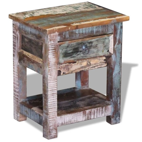 Side Table with 1 Drawer Solid Reclaimed Wood 17