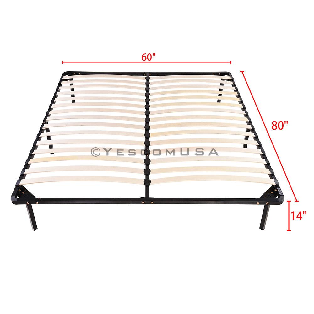 Yescom Queen 14 in High Bed Frame Wood Slat & Metal Platform