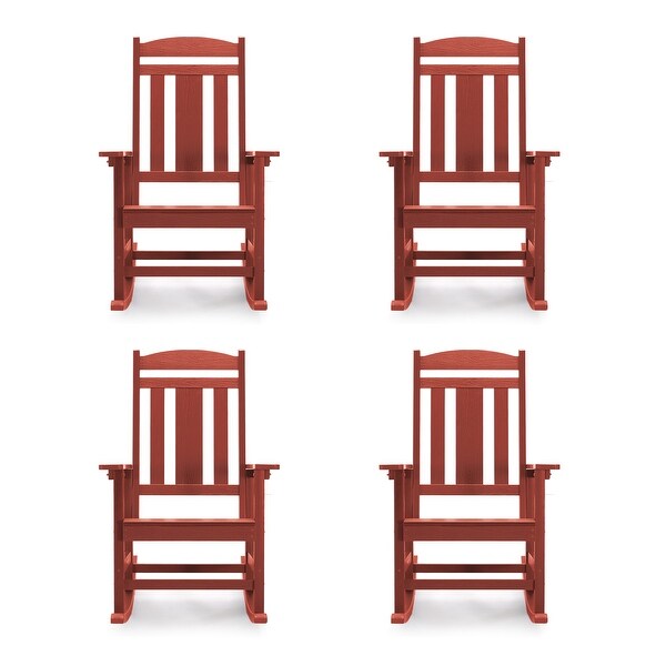 LUE BONA Plastic Outdoor Patio Adirondack Rocking Chairs For Porch Set of 4