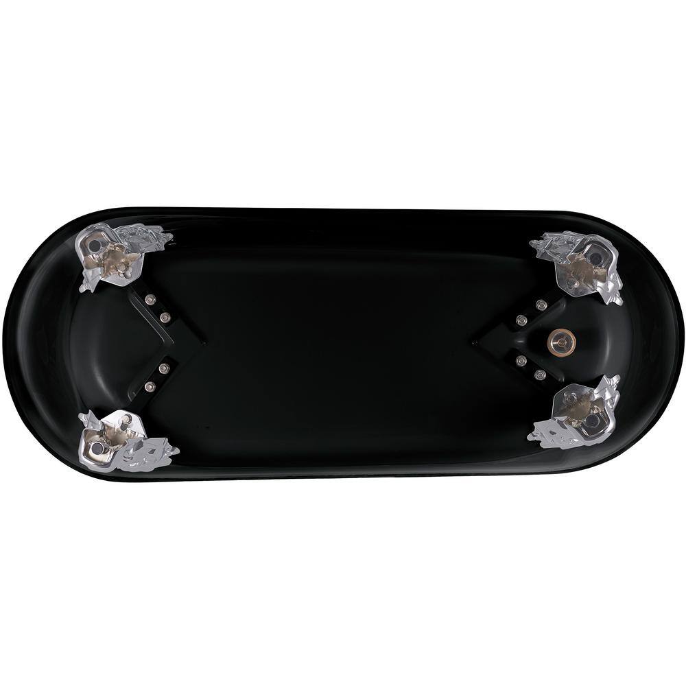 AKDY 69 in. Acrylic Double Slipper Clawfoot Non-Whirlpool Bathtub in Glossy Black BT0221