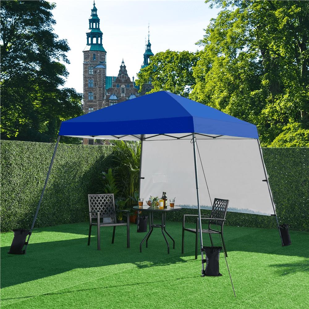 Easyfashion 10x10ft Pop-Up Canopy with Sun Shade Wall， Blue