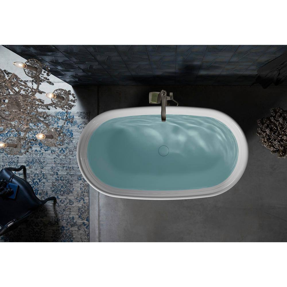 KOHLER Stargaze 60 in. x 30 in. Soaking Bathtub with Center Drain in White K-24011-0