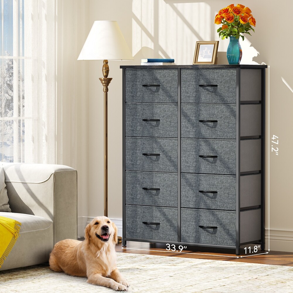 Modern 10 Drawer Dresser Fabric Storage Tower