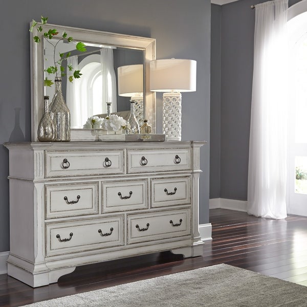 The Gray Barn Abbey Park Weathered Brown and Antique White Dresser and Mirror - - 25673972