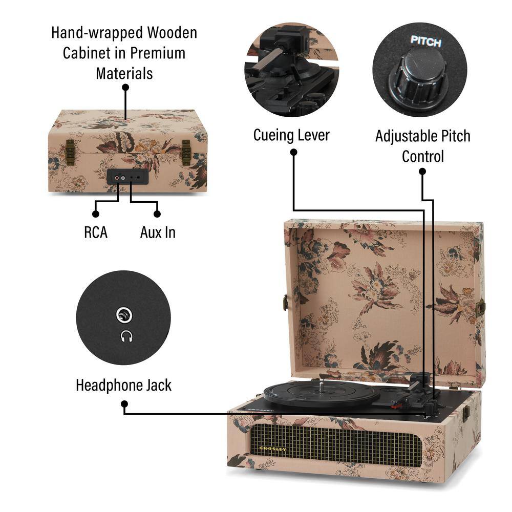 Crosley Voyager Turntable In Floral CR8017B-FL