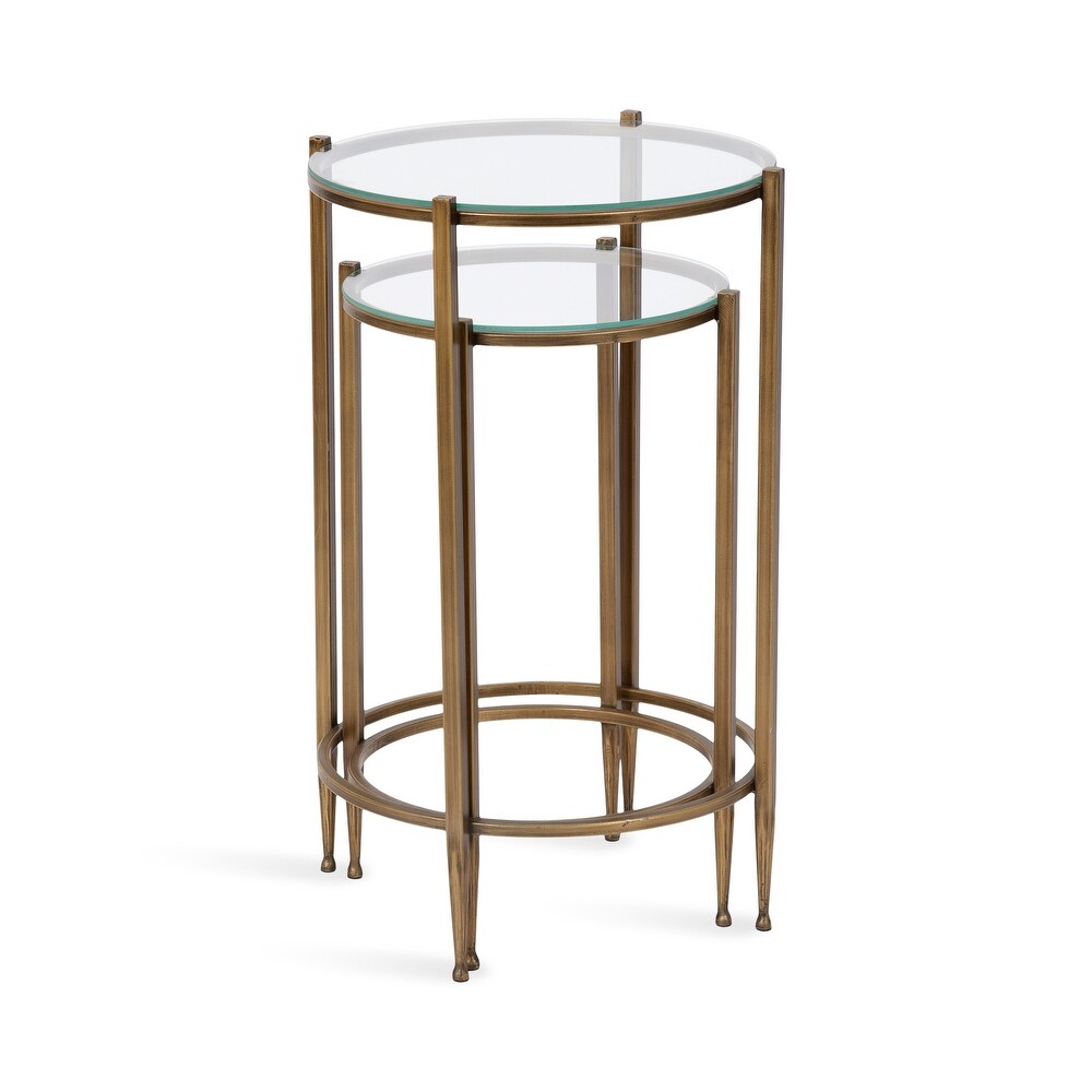 Kate and Laurel Solange Metal and Glass Nesting Tables 2 Piece Set