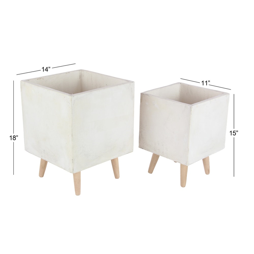 White Light Grey or Grey Fiber Clay Boho Modern Planter Pot (Set of 2)   S/2 15\