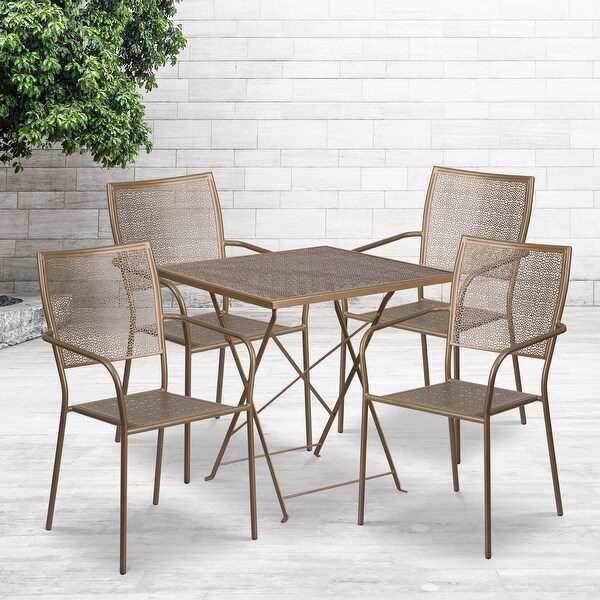 28-inch Square 5-piece Indoor/ Outdoor Folding Table and Chairs Set -  - 27415337