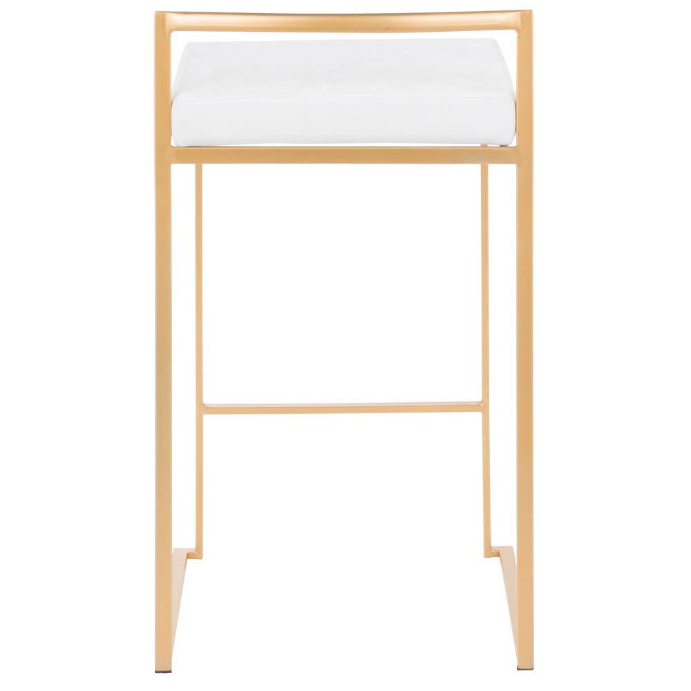 Lumisource Fuji 26 in. Gold Stackable Counter Stool with White Velvet Cushion (Set of 2) B26-FUJI AU+VW2