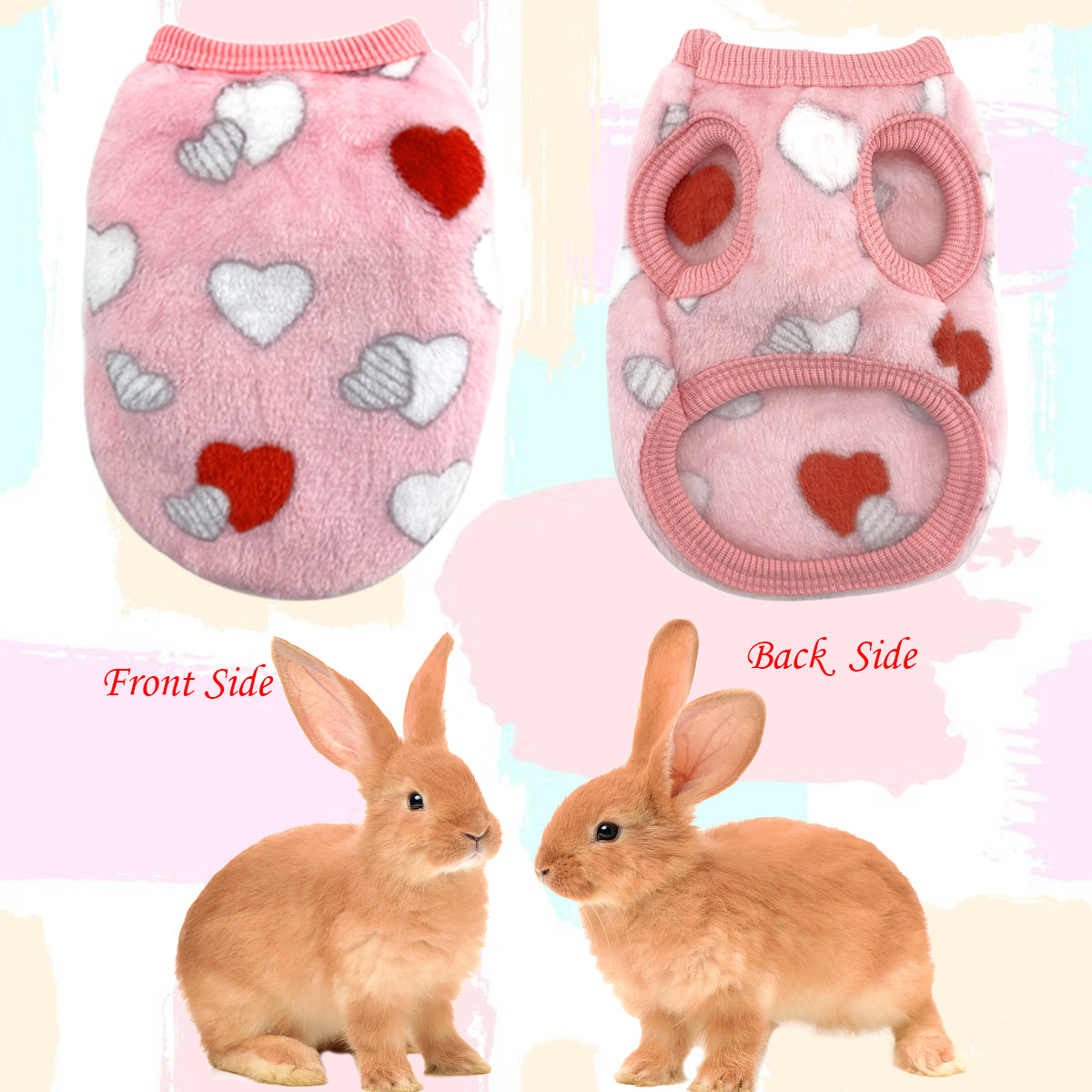 Vehomy 4 Pieces Bunny Clothes for Rabbits- Small Animal Guinea Pig Warm Vest Clothes Costume Soft T-Shirt for Kitten Ferret Chihuahua Puppy Mini Dog and Small Animals XS