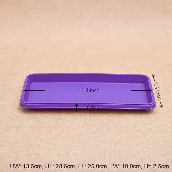 11.2 inch (28 cm) Rectangle Plastic Plate for 11.8 inch (30 cm) Bello Window Planter No. 30 Pot (Violet) (set of 3)