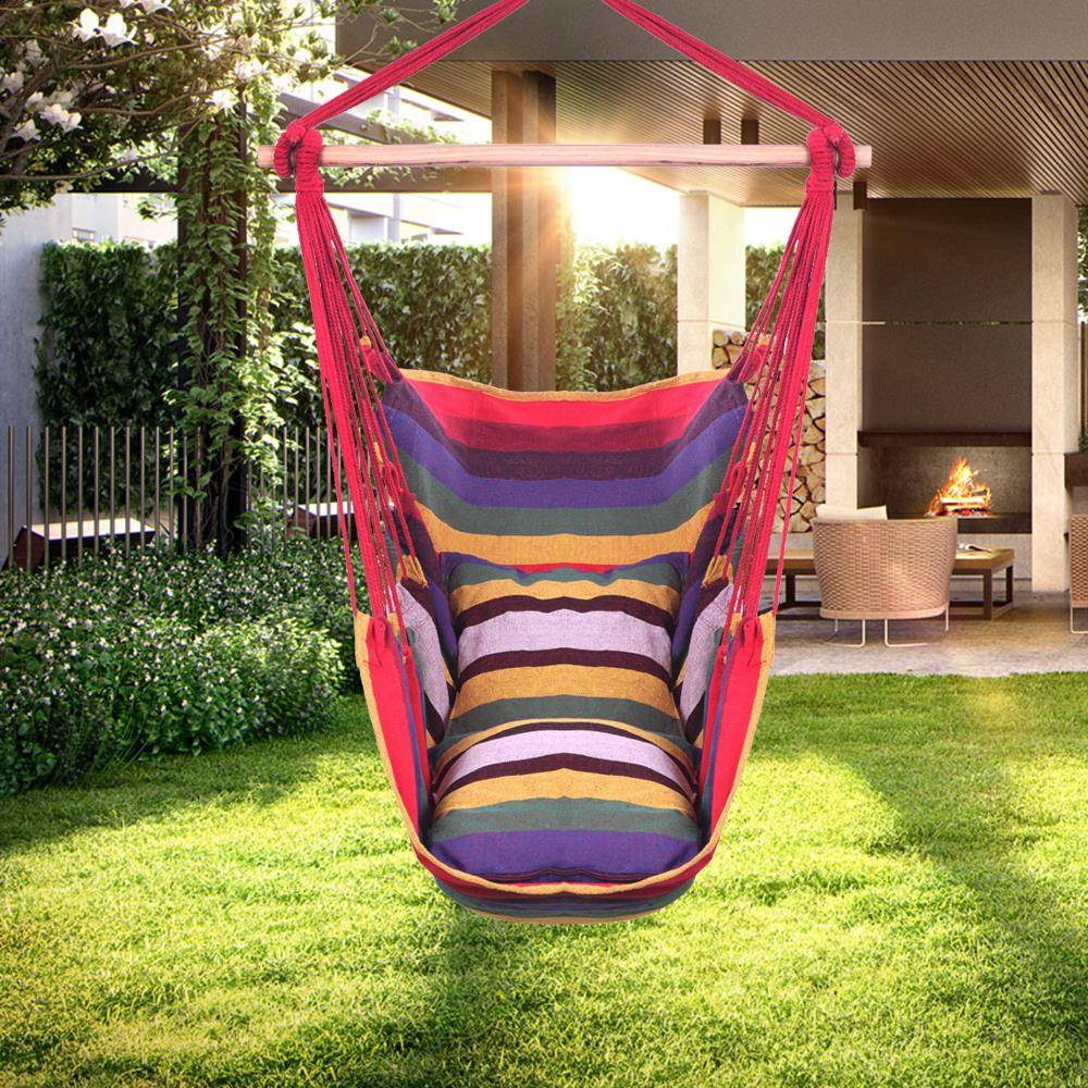 Zimtown Hammock Chair Porch Swing Camping Portable Red Strip