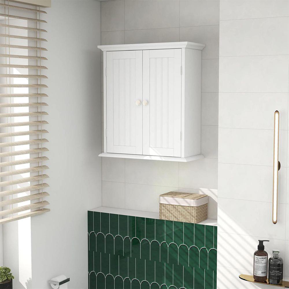 Cubilan 211 in W x 88 in D x 24 in H White Bathroom Over The Toilet Wall Cabinet