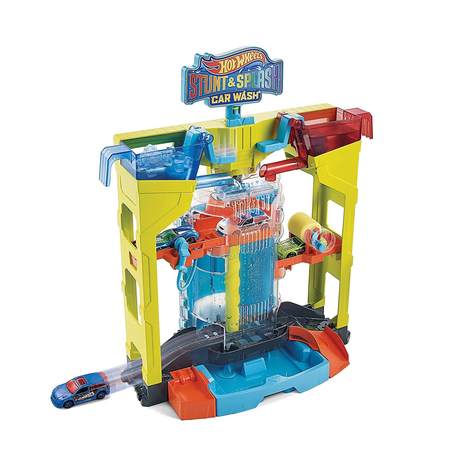 Hot Wheels City Stunt and Splash Car Wash Playset with Color Changing Car