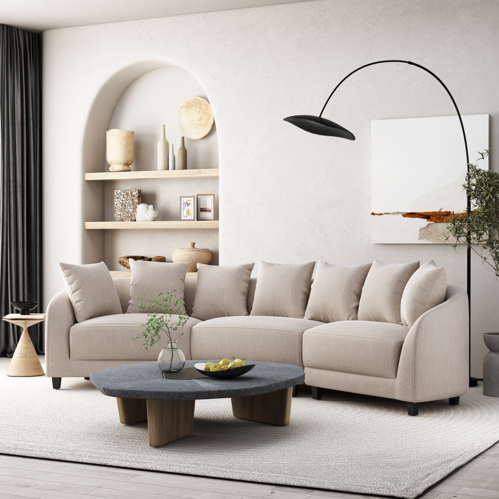 McCardell Fabric 3 Seater Curved Sectional Sofa   Transitional   Sectional Sofas   by GDFStudio  Houzz