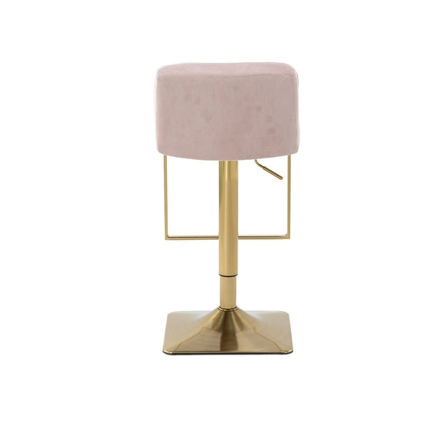 31.89 in. Adjustable Height Metal Frame Bar Stool with Velvet Seat