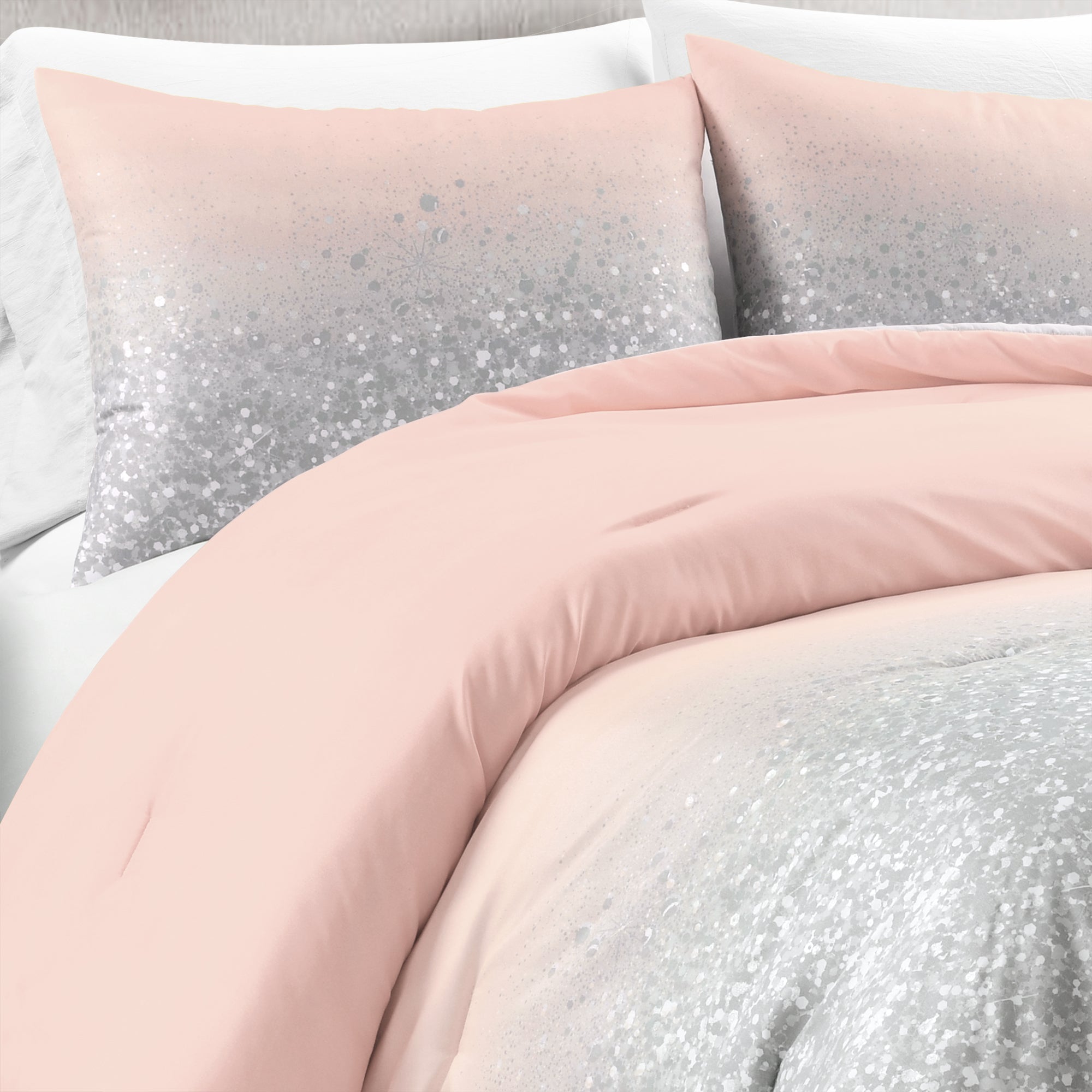 Glitter Ombre Metallic Print Comforter Set